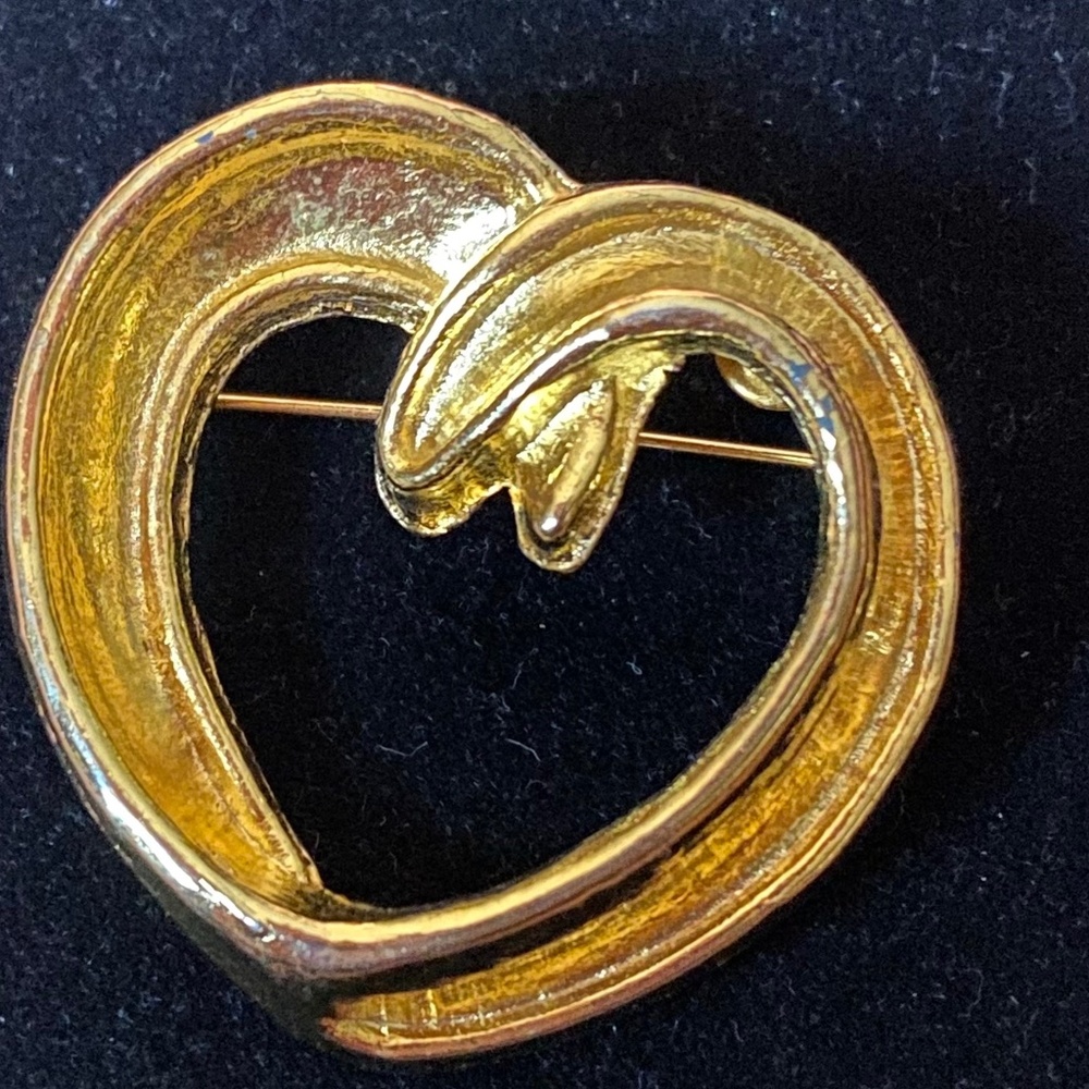 Gold Heart Shaped Brooch